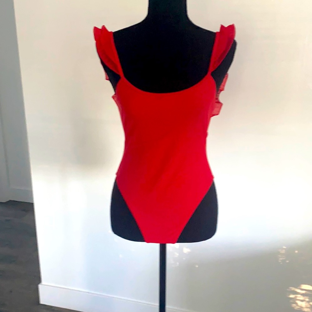Beautiful hot red bathing suit one piece
